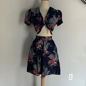 Rare Trashy Diva Deep Sea Coral Tie Top and Skirt